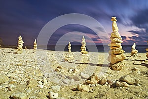 Stone towers on the sea