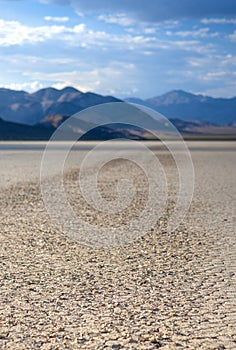 Stone Trace on Racetrack Playa Dry Lake In Death Valley National