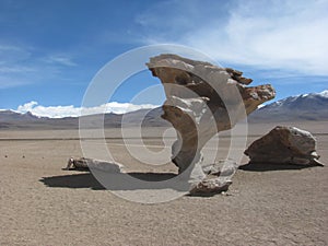Stone tree Arbol de Piedra on the Altiplano, Bolivia.