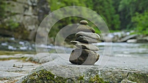 Stone Troll, with forest and mountain river at background