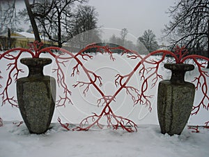 Stone vases in the Alexander Park. Pushkin. St. Petersburg. Russia.