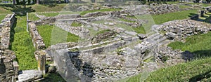 stone vestiges of ancient Roman fluvial harbor, Aquileia, Italy