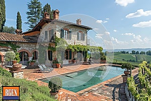 Stone Villa Amidst Rolling Hills with Vineyards