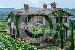 Stone Villa Amidst Rolling Hills with Vineyards