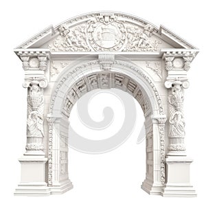 Stone vintage arch door Elements of the architecture of buildings in the Gothic style on isolated transparent background png.