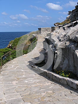 Stone walkway along coast