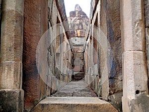 Stone walkway in the ancient temple, Buriram Province