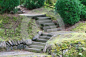 a stone walkway made into an obstacle at the top of a hill