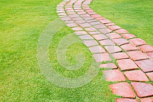Stone walkway in the park grass