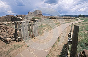 Stone walkway through the Spanish Mission ruins, Pecos National Historical Park, NM