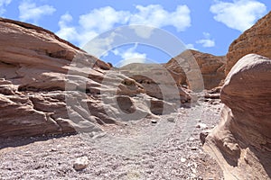 Stone Walkway in the Spectacular Slot Red Canyon. Israel