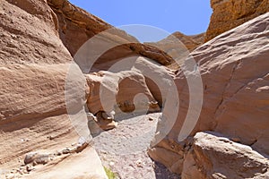 Stone Walkway in the Spectacular Slot Red Canyon. Israel