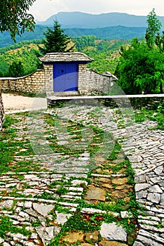 Stone walkway in the traditional village of Vitsa in Zagoria area