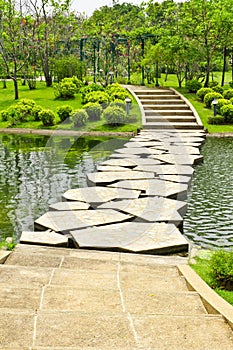 Stone walkway on water