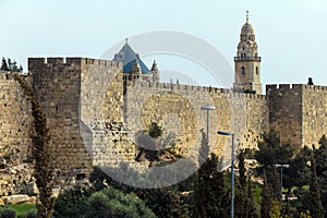 Stone wall around the Old City of Jerusalem