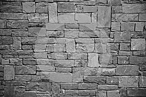Stone wall background, black and white