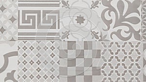 Stone wall background vintage floral Azulejo patchwork