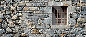 Stone Wall With Barred Window