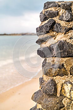 Stone wall on beach side