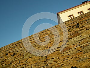 Stone wall blue sky architecture Portugal