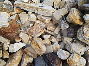 Stone wall brown large stones.