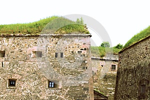 Stone wall of a castle from the historical Middle Ages