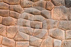 Stone wall Chincheros town peruvian Andes Cuzco Peru photo