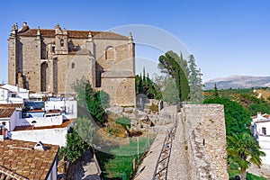 Stone wall and church of the old medieval town