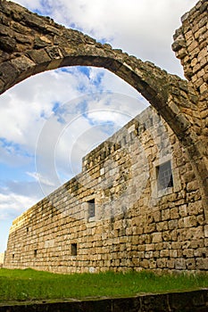 Stone wall of Citadel of Raymond de Saint-Gilles aka Pilgrim Hill in Tripoli, Lebanon