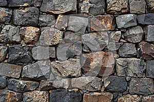 Stone Wall Constructed With Rocks