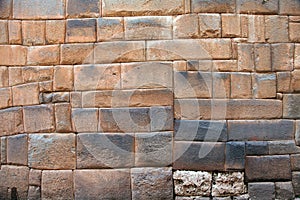 Stone wall in Cusco or Cuzco town Peru