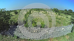 Stone wall in Dalmatian hinterland, aerial shot