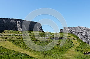 Stone wall at Dun Aonghasa Aran Islands