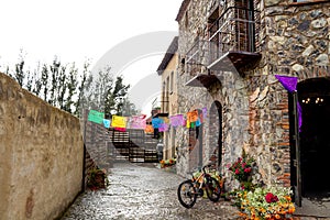 Stone wall facade and a alley