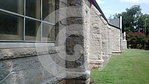 Stone wall fading in distance