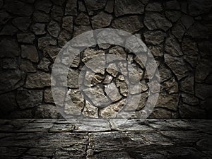 Stone wall and floor. lighting effect