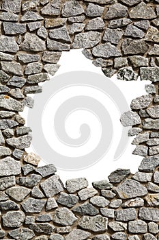 Stone wall frame with empty hole. PNG available photo