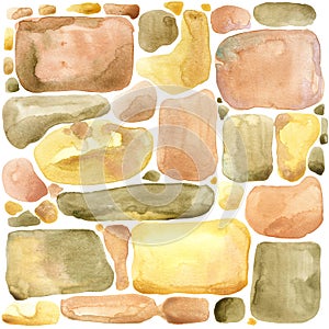 Stone wall Gold palette watercolor background