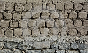 Stone wall at the house in Ladakh, India