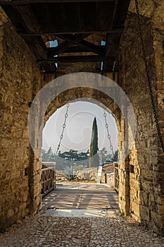 drawbridge Gate of medieval Castle of Brescia on Colle Cidneo photo