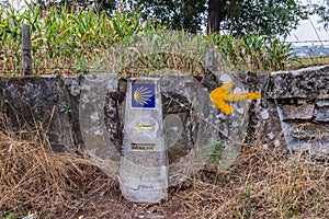Stone wall and milestone - Way of St. James