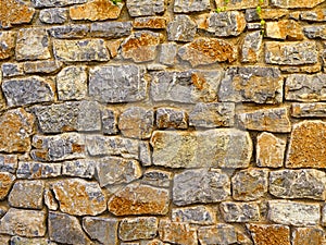 Stone Wall With Mortared Blocks