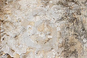 Stone wall with a multilayered old tumbling whitewash texture