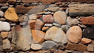 Stone wall, old fashioned brick, solid construction, surrounding nature backdrop generated by AI