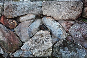 Stone wall with rough textures arranged together