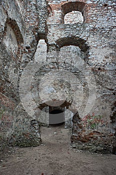 Stone wall of a ruined medieval castle