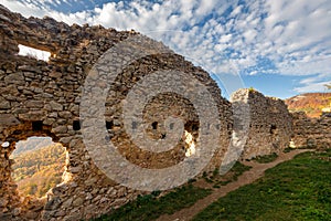 Stone wall of the ruins of the medieval Vrsatec castle