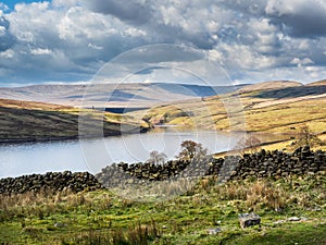 Stone wall at Scar House reservoir