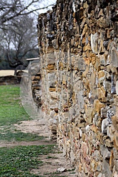 Stone Wall of Spanish Mission Espada