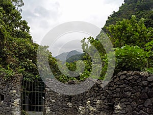 Stone wall in Taroko Gorge National Park in Taiwan